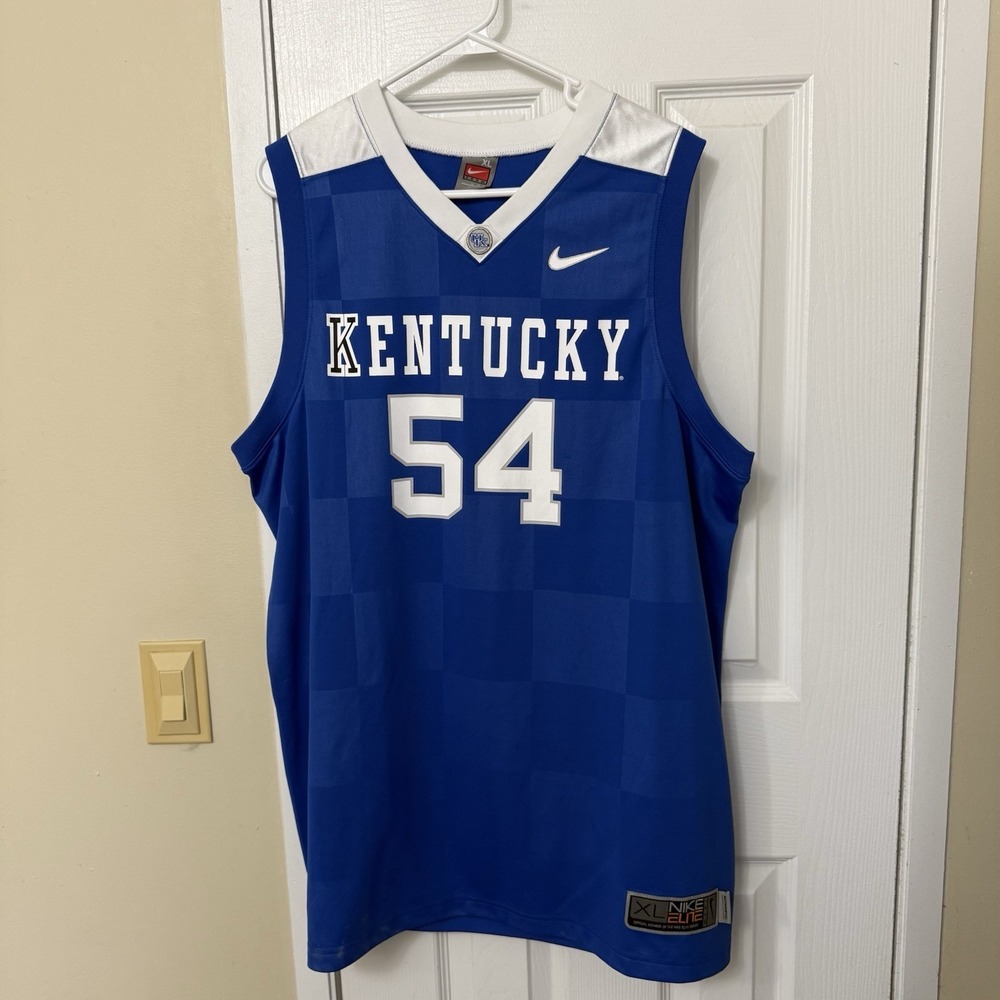 Nike Elite Series UK Kentucky Wildcats Jersey #54 NCAA Basketball XL Checkered